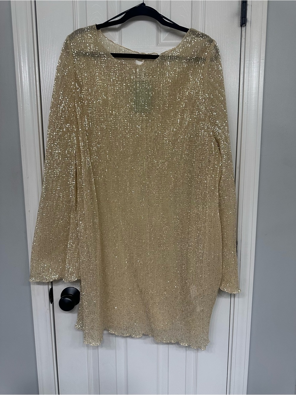 H&M Gold Sequin Long-Sleeve Dress